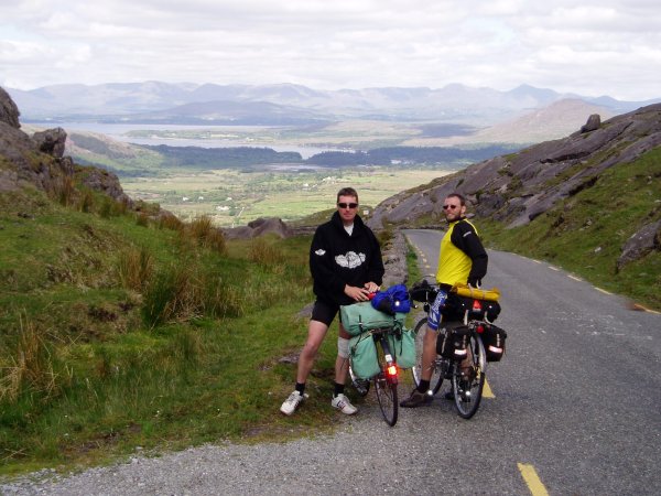 The summit at Healy Pass looking north, MacGillycuddy's Reeks on the horizon.